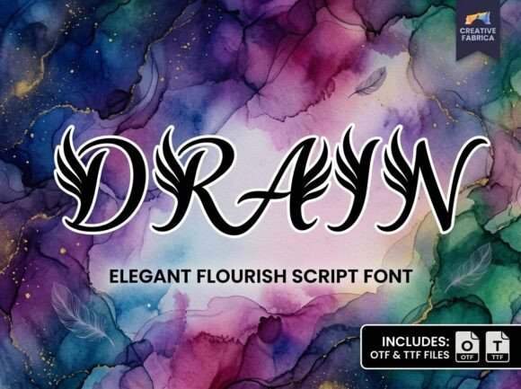 Drain: An Ornamental Display Font with Ethereal Wings