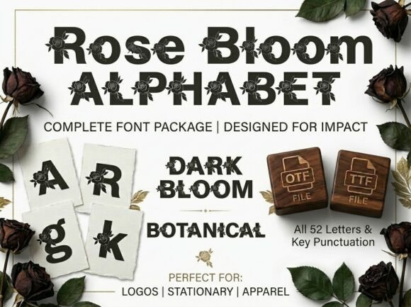 Rose Bloom: A Decorative Sans Serif Font for Nature-Inspired Design